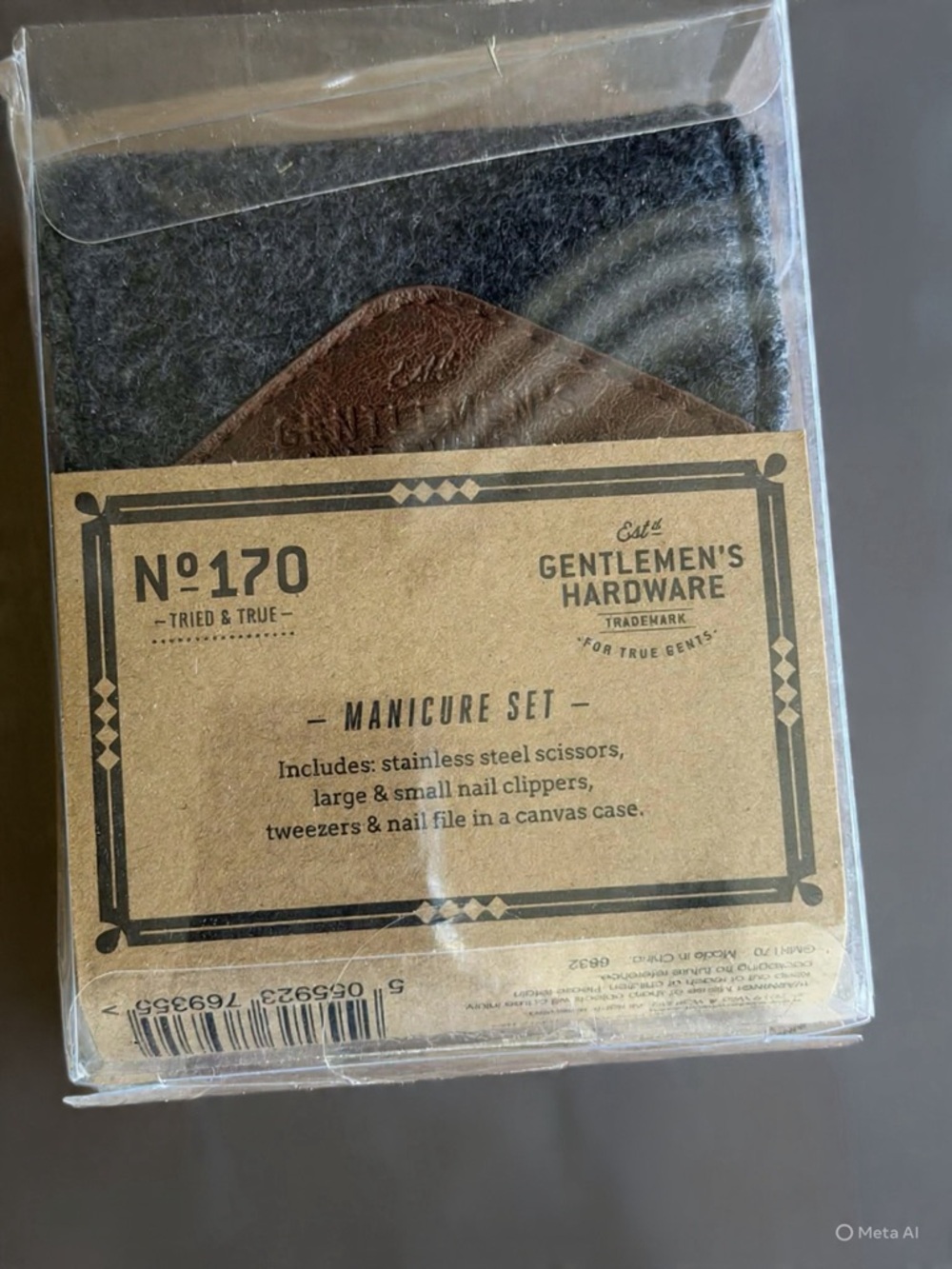 Gentlemen's Hardware No.170 Manicure Set - Brown & Gray Case